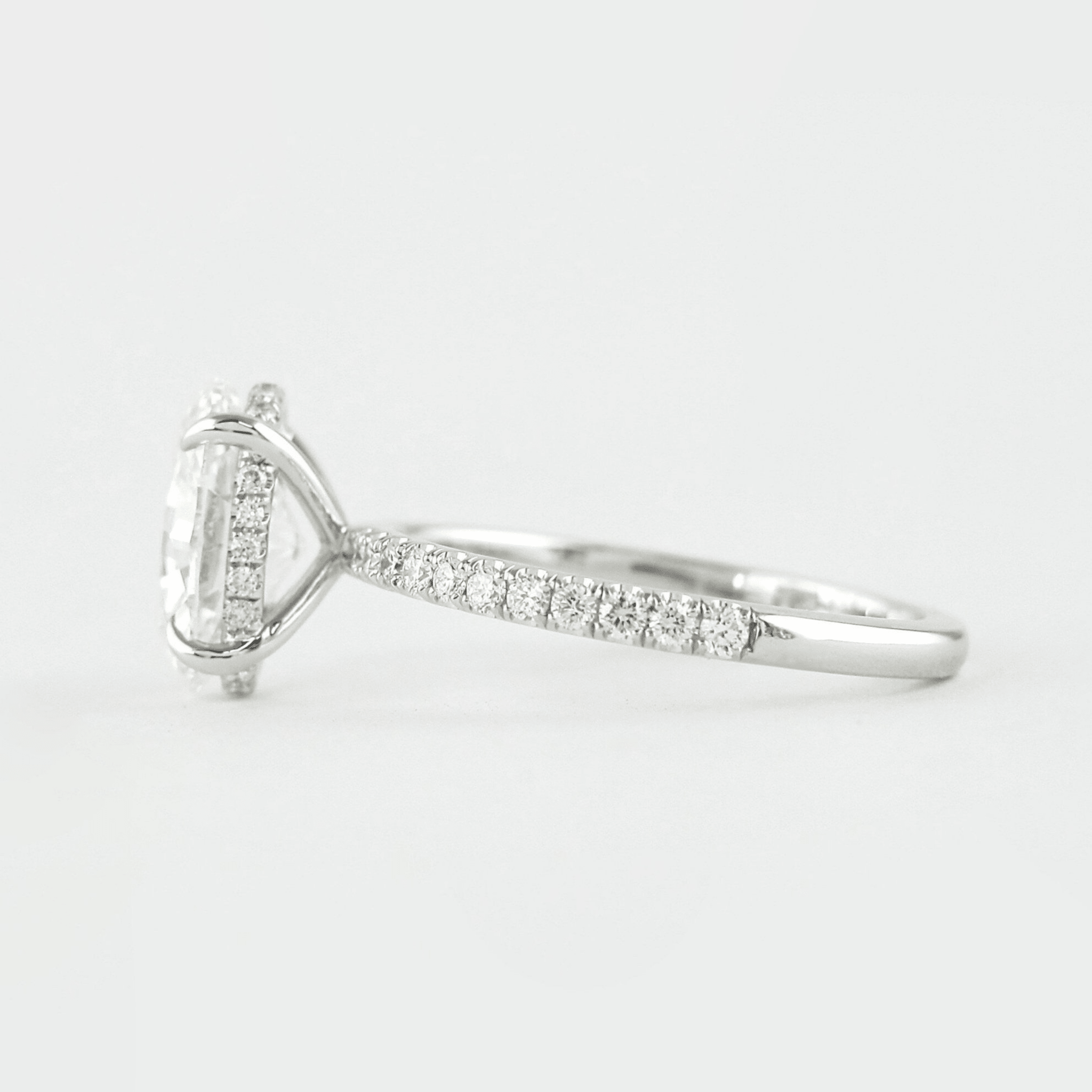 2.50 Carat Oval Cut Diamond Ring Hidden Halo Pave Prong Set - Mivaan Fine Jewelry