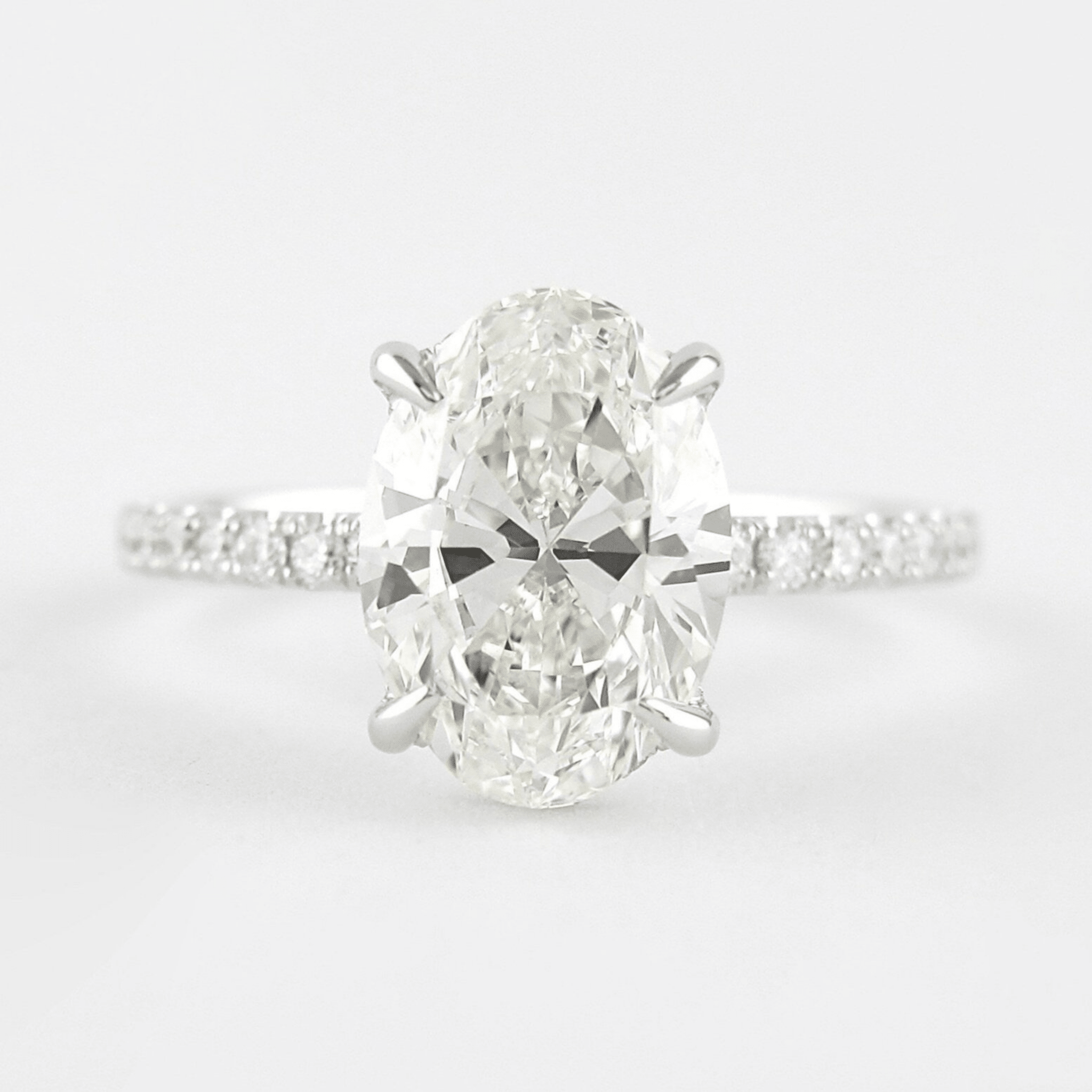 2.50 Carat Oval Cut Diamond Ring Hidden Halo Pave Prong Set - Mivaan Fine Jewelry