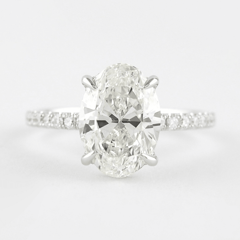 2.50 Carat Oval Cut Diamond Ring Hidden Halo Pave Prong Set - Mivaan Fine Jewelry