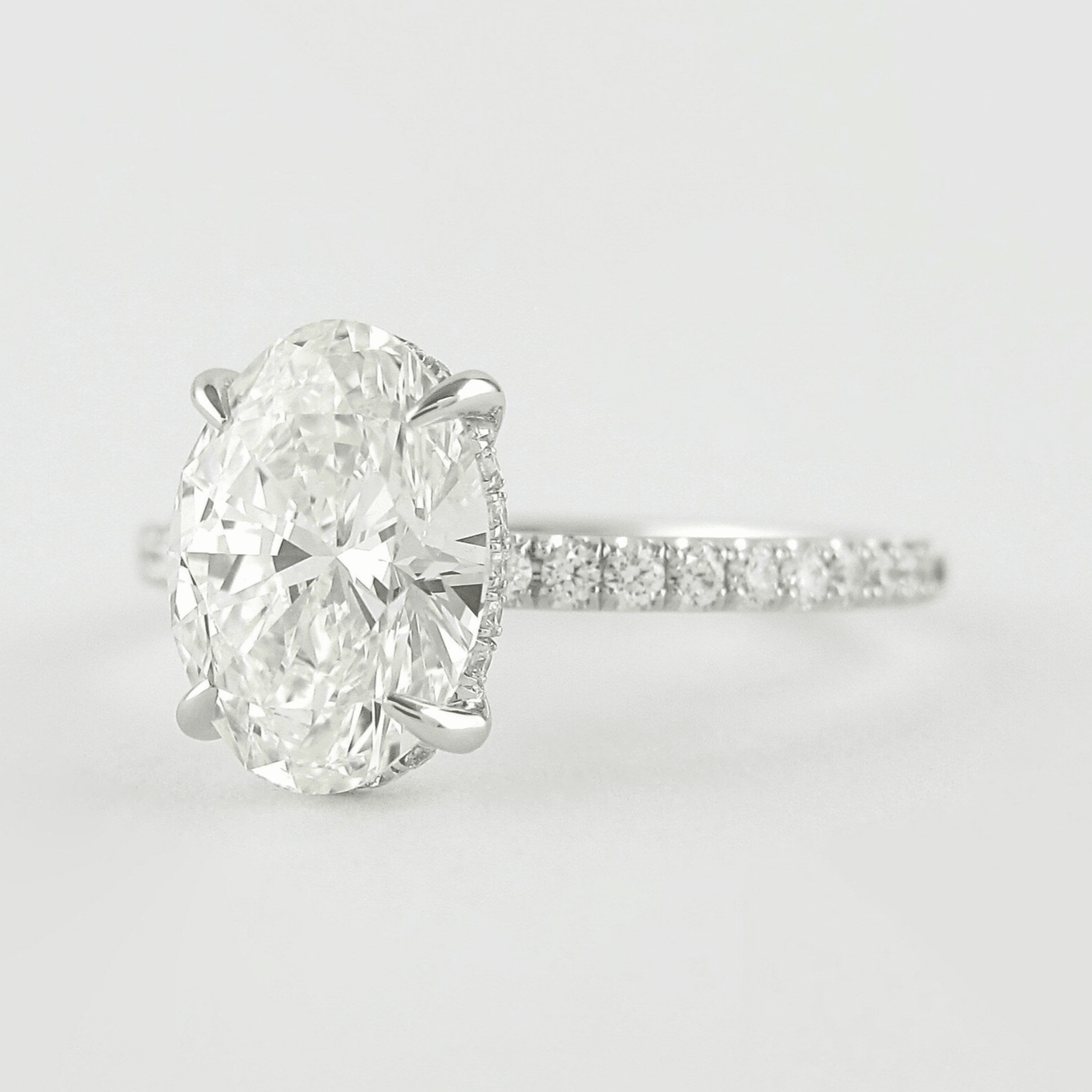 2.50 Carat Oval Cut Diamond Ring Hidden Halo Pave Prong Set - Mivaan Fine Jewelry