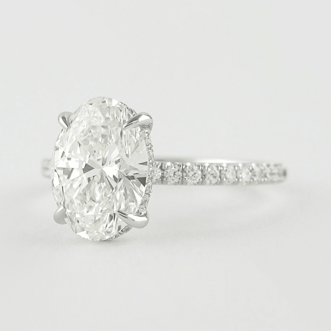 2.50 Carat Oval Cut Diamond Ring Hidden Halo Pave Prong Set - Mivaan Fine Jewelry