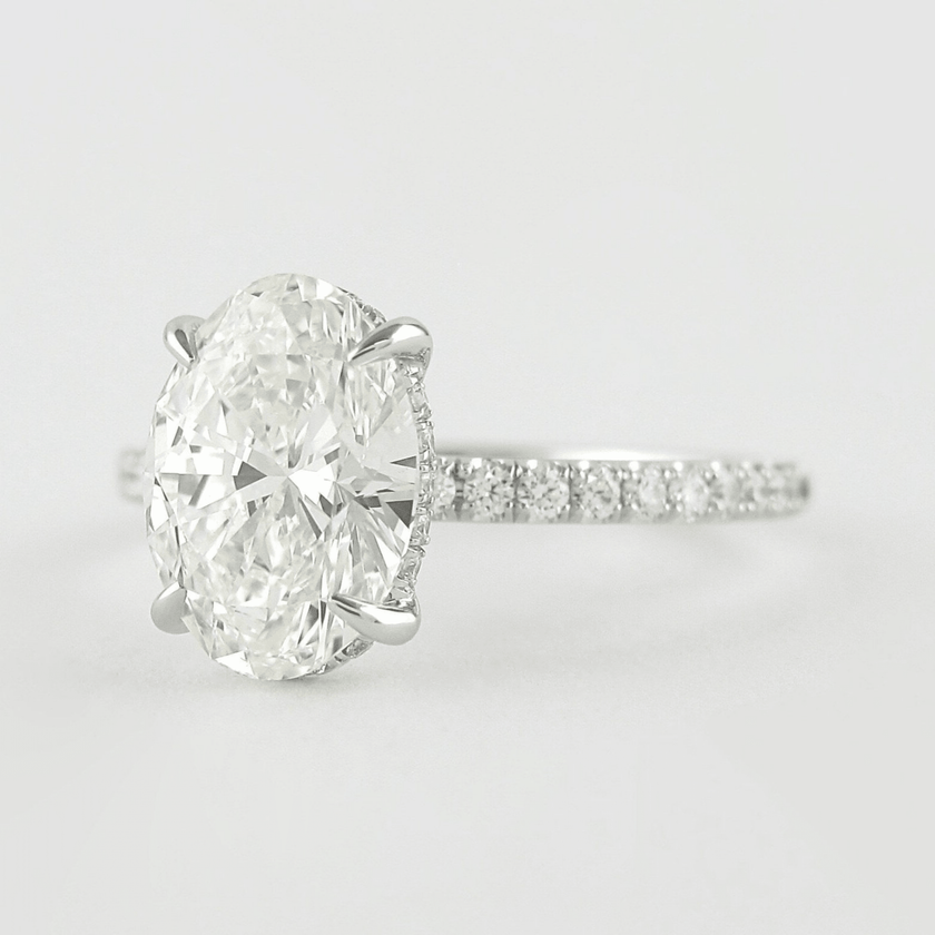 2.50 Carat Oval Cut Diamond Ring Hidden Halo Pave Prong Set - Mivaan Fine Jewelry