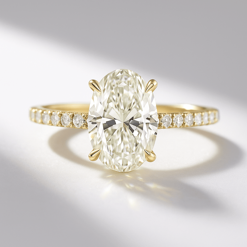 2.50 Carat Oval Cut Diamond Ring Hidden Halo Pave Prong Set - Mivaan Fine Jewelry