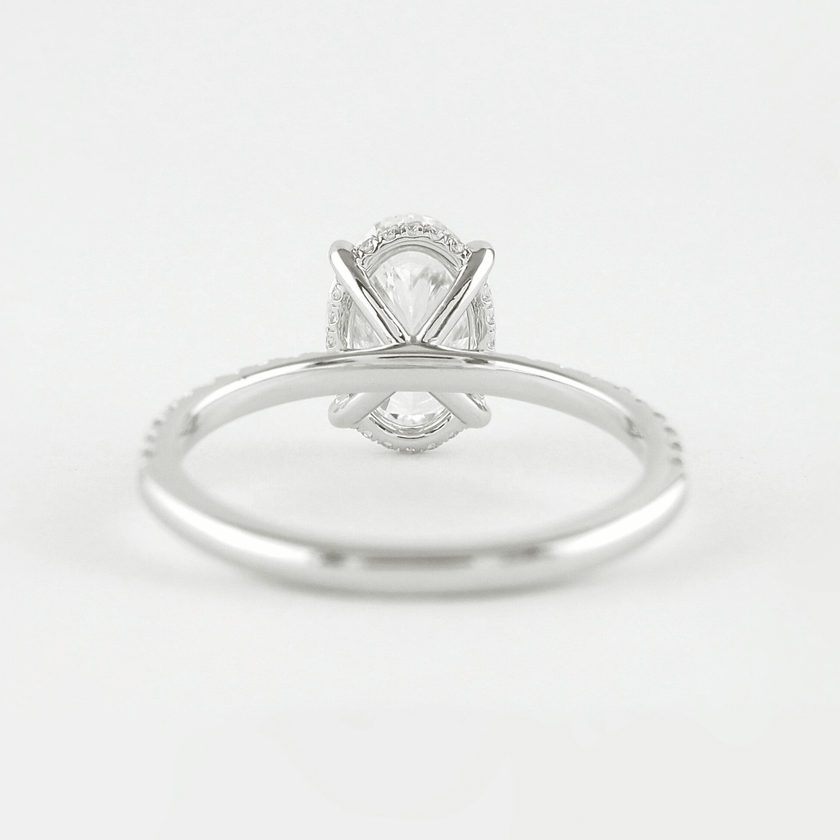 2.50 Carat Oval Cut Diamond Ring Hidden Halo Pave Prong Set - Mivaan Fine Jewelry
