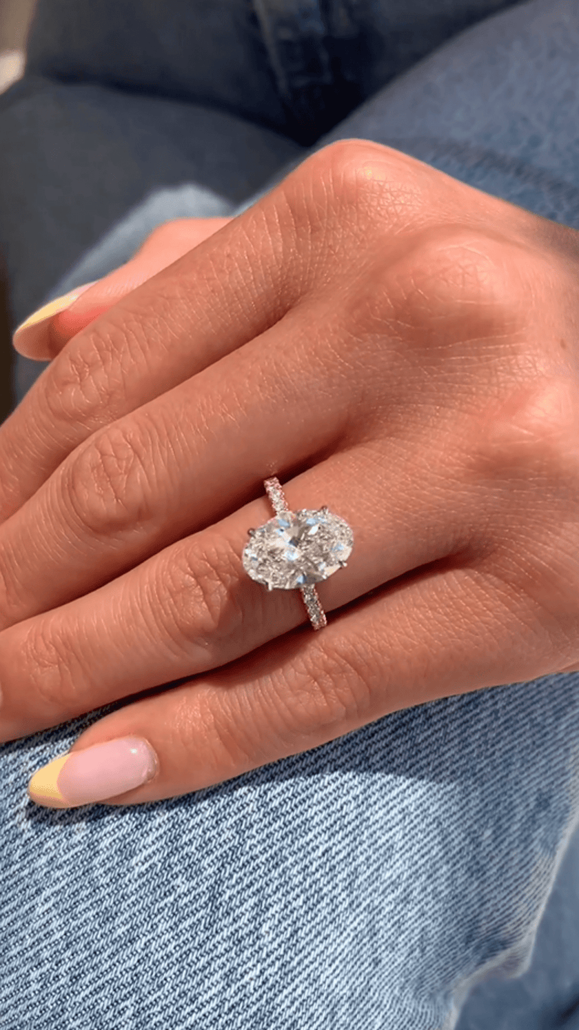 2.50 Carat Oval Cut Diamond Ring Hidden Halo Pave Prong Set - Mivaan Fine Jewelry