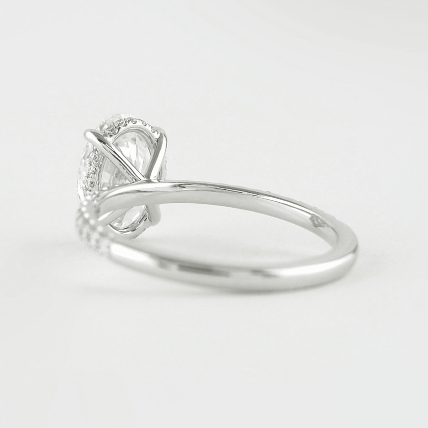 2.50 Carat Oval Cut Diamond Ring Hidden Halo Pave Prong Set - Mivaan Fine Jewelry