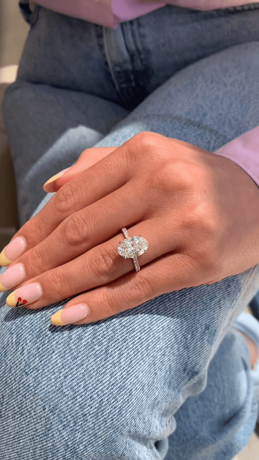 2.50 Carat Oval Cut Diamond Ring Hidden Halo Pave Prong Set - Mivaan Fine Jewelry