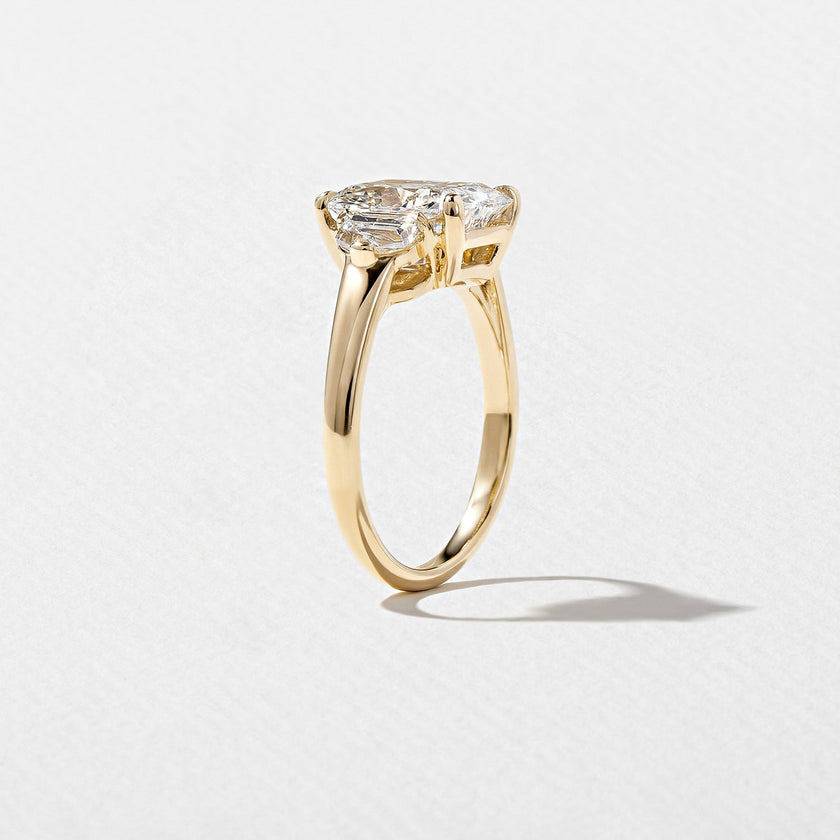 2.50 Carat Radiant Cut Lab Grown Diamond Three Stone Ring in 14K Yellow Gold - Mivaan Fine Jewelry