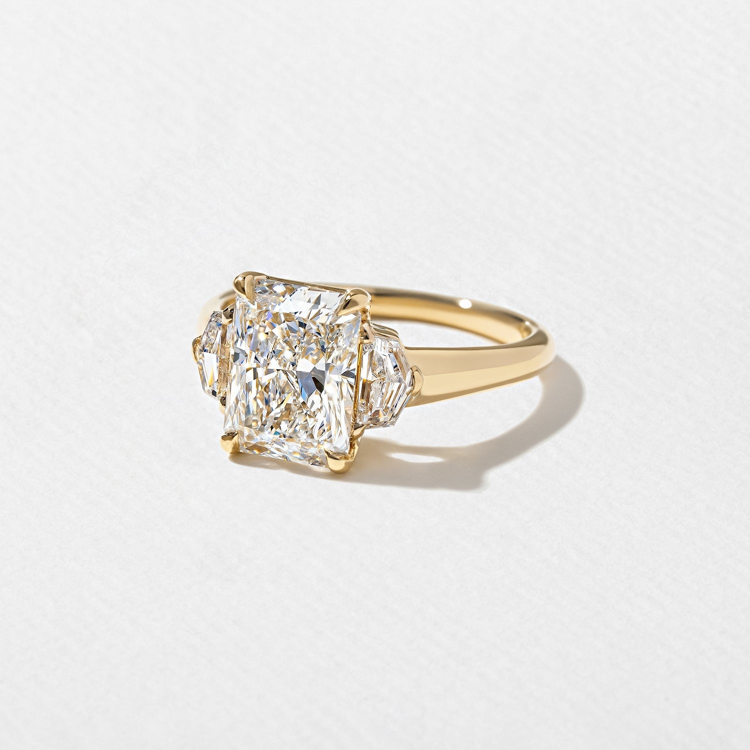 2.50 Carat Radiant Cut Lab Grown Diamond Three Stone Ring in 14K Yellow Gold - Mivaan Fine Jewelry
