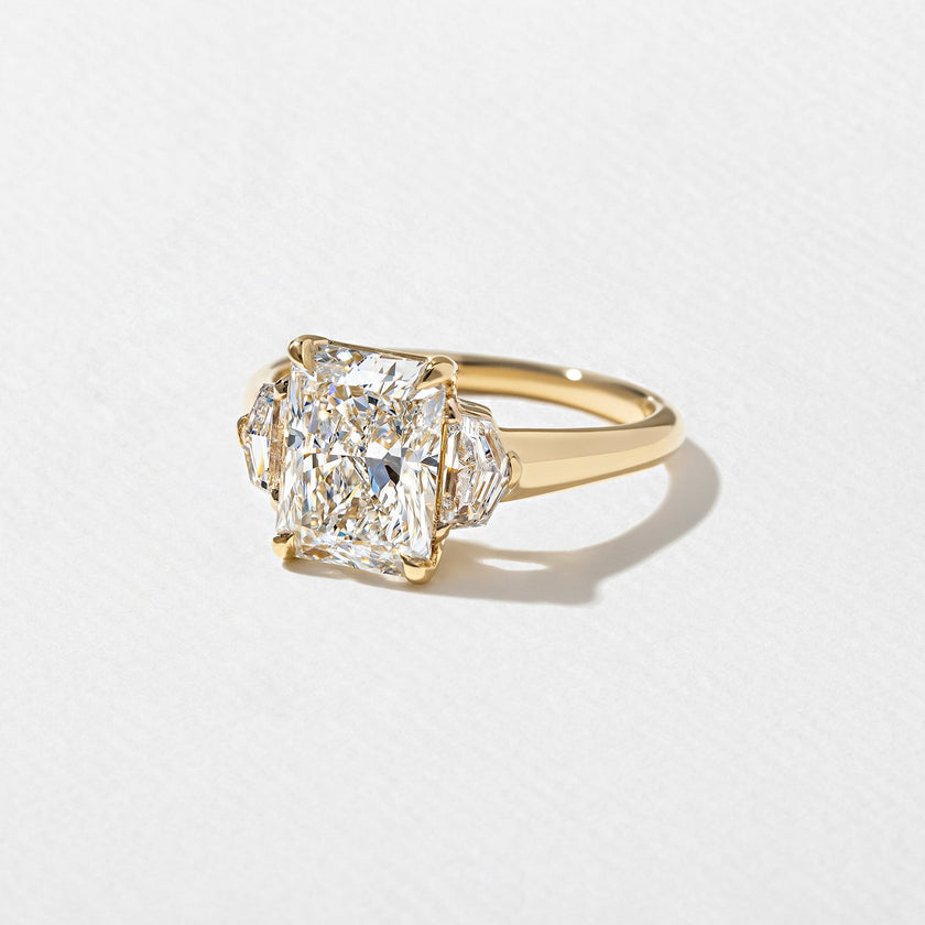 2.50 Carat Radiant Cut Lab Grown Diamond Three Stone Ring in 14K Yellow Gold - Mivaan Fine Jewelry