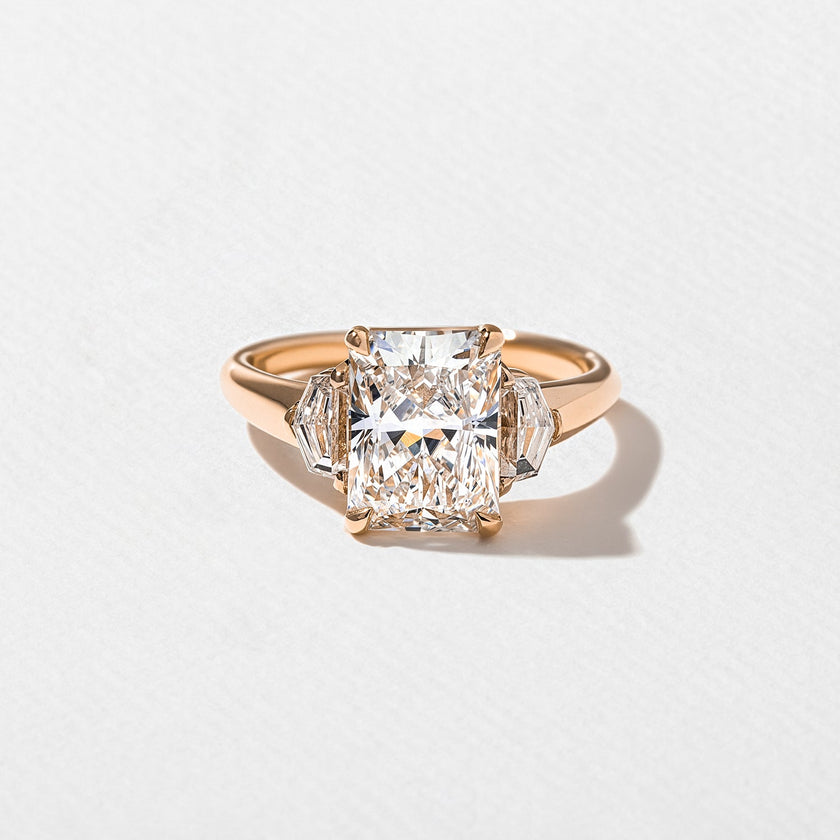 2.50 Carat Radiant Cut Lab Grown Diamond Three Stone Ring in 14K Yellow Gold - Mivaan Fine Jewelry