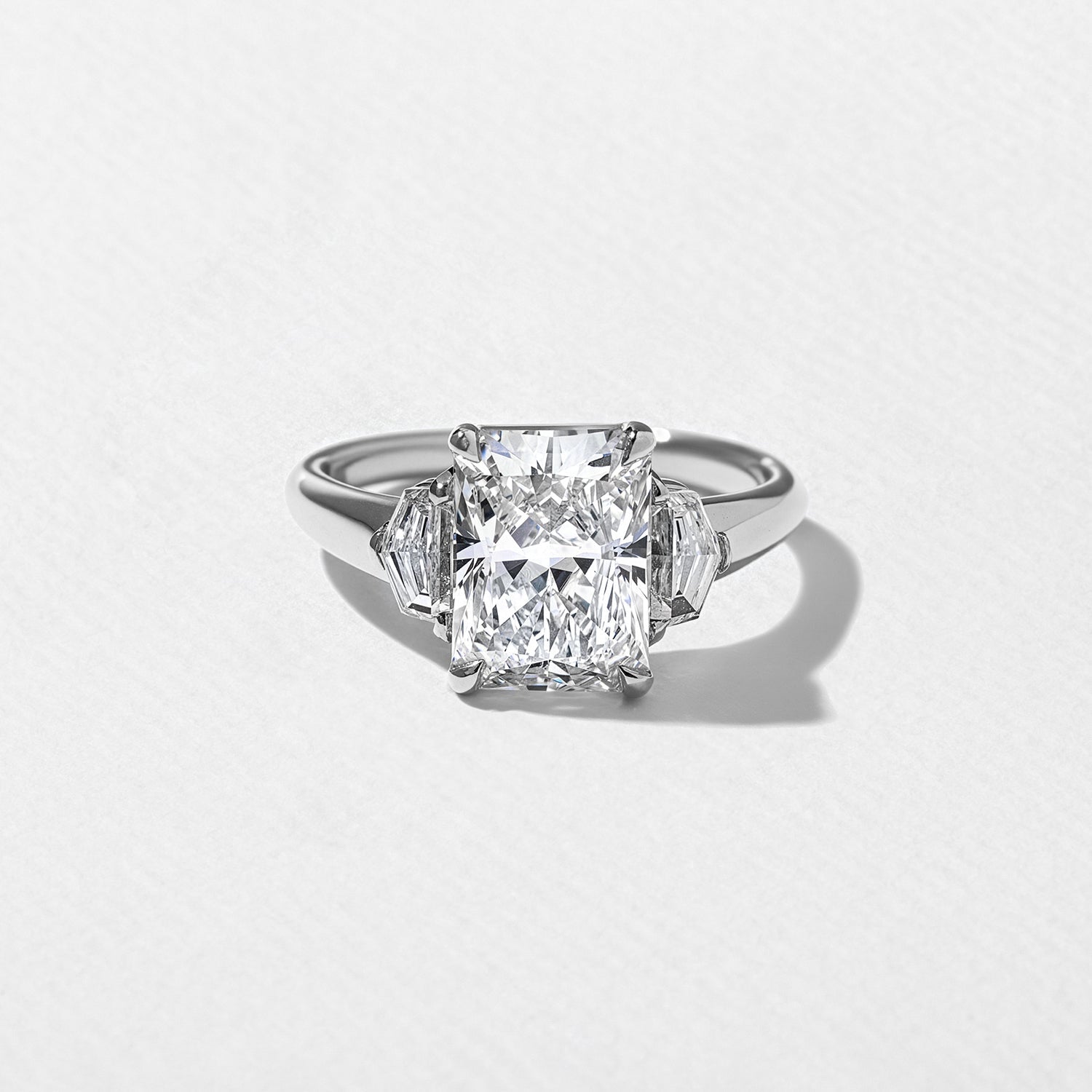 2.50 Carat Radiant Cut Lab Grown Diamond Three Stone Ring in 14K Yellow Gold - Mivaan Fine Jewelry