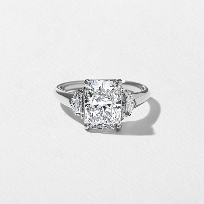 2.50 Carat Radiant Cut Lab Grown Diamond Three Stone Ring in 14K Yellow Gold - Mivaan Fine Jewelry