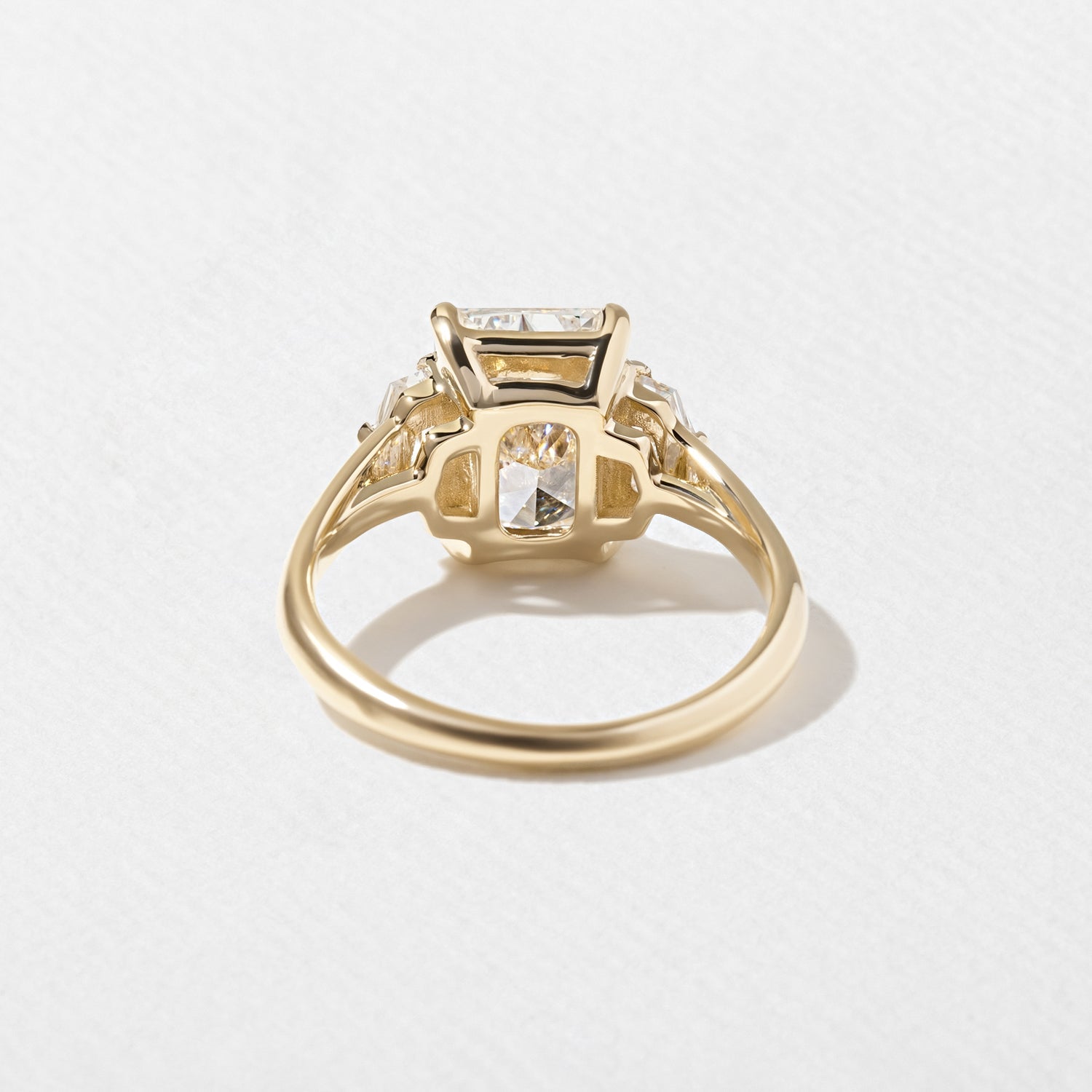 2.50 Carat Radiant Cut Lab Grown Diamond Three Stone Ring in 14K Yellow Gold - Mivaan Fine Jewelry