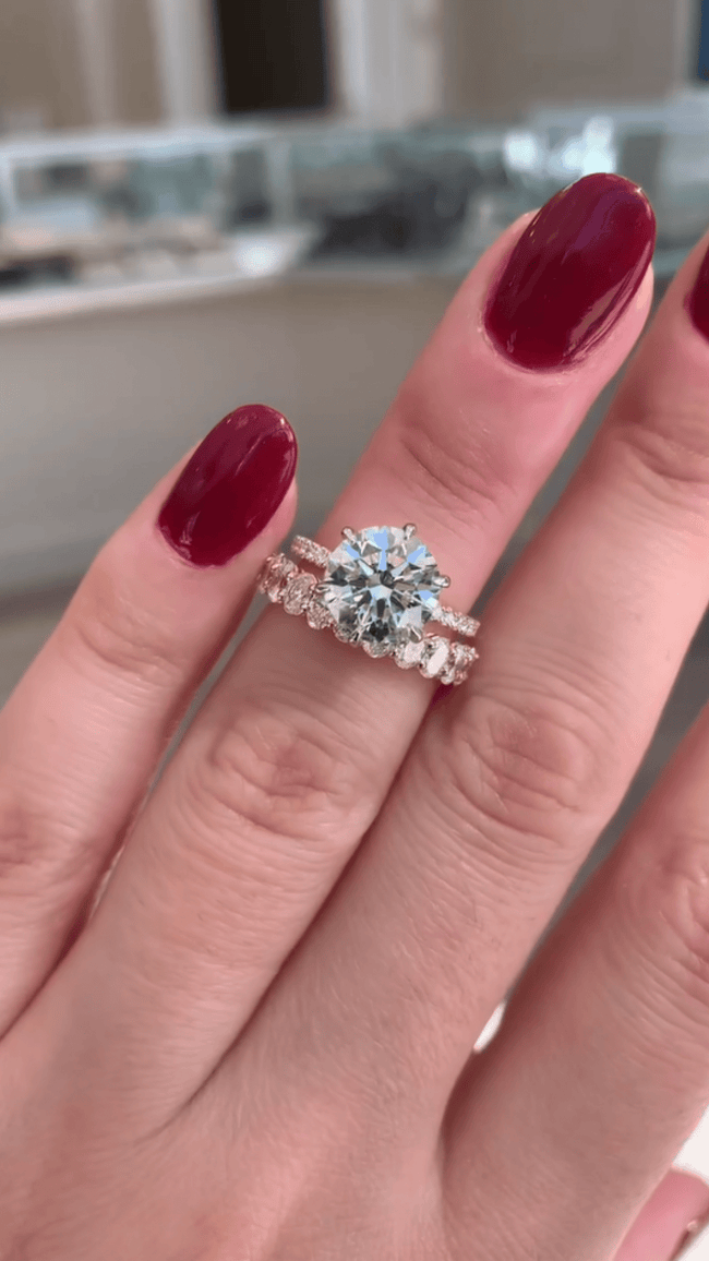 2.50 Carat Round Cut Diamond Engagement Ring 6 Prong Pave Band - Mivaan Fine Jewelry