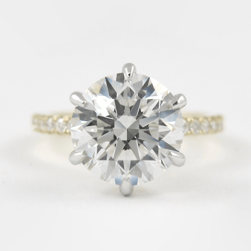 2.50 Carat Round Cut Diamond Engagement Ring 6 Prong Pave Band - Mivaan Fine Jewelry