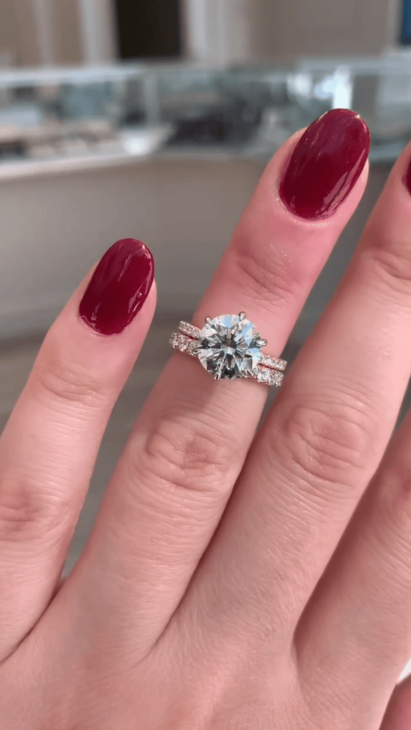 2.50 Carat Round Cut Diamond Engagement Ring 6 Prong Pave Band - Mivaan Fine Jewelry