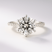 2.50 Carat Round Cut Diamond Engagement Ring 6 Prong Pave Band - Mivaan Fine Jewelry