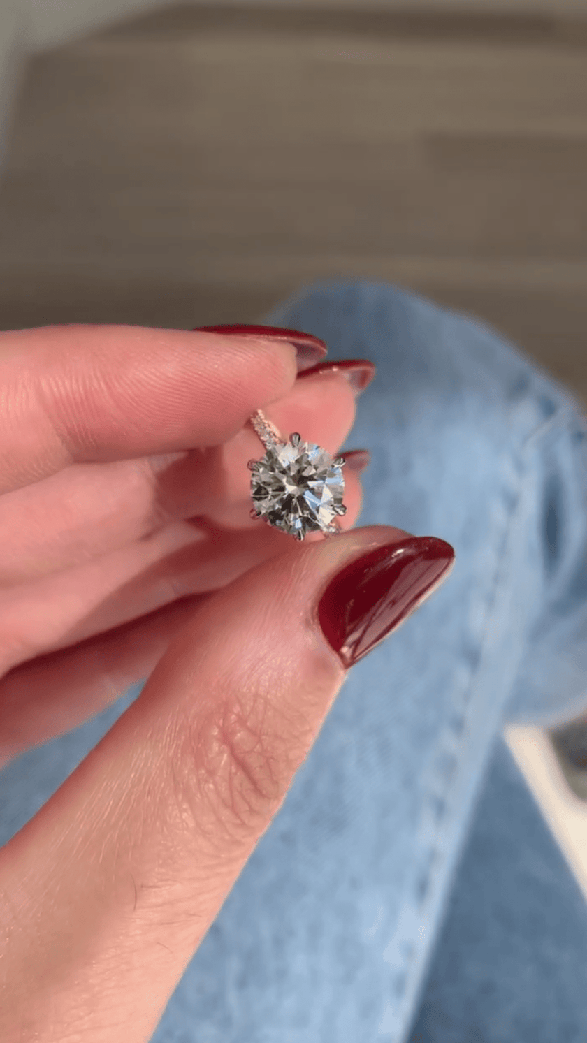2.50 Carat Round Cut Diamond Engagement Ring 6 Prong Pave Band - Mivaan Fine Jewelry