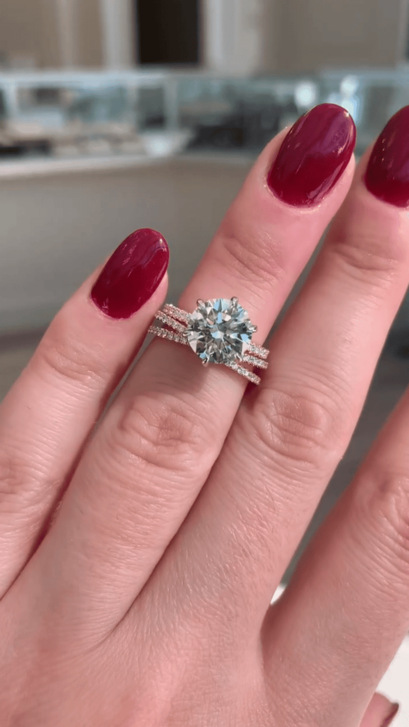2.50 Carat Round Cut Diamond Engagement Ring 6 Prong Pave Band - Mivaan Fine Jewelry