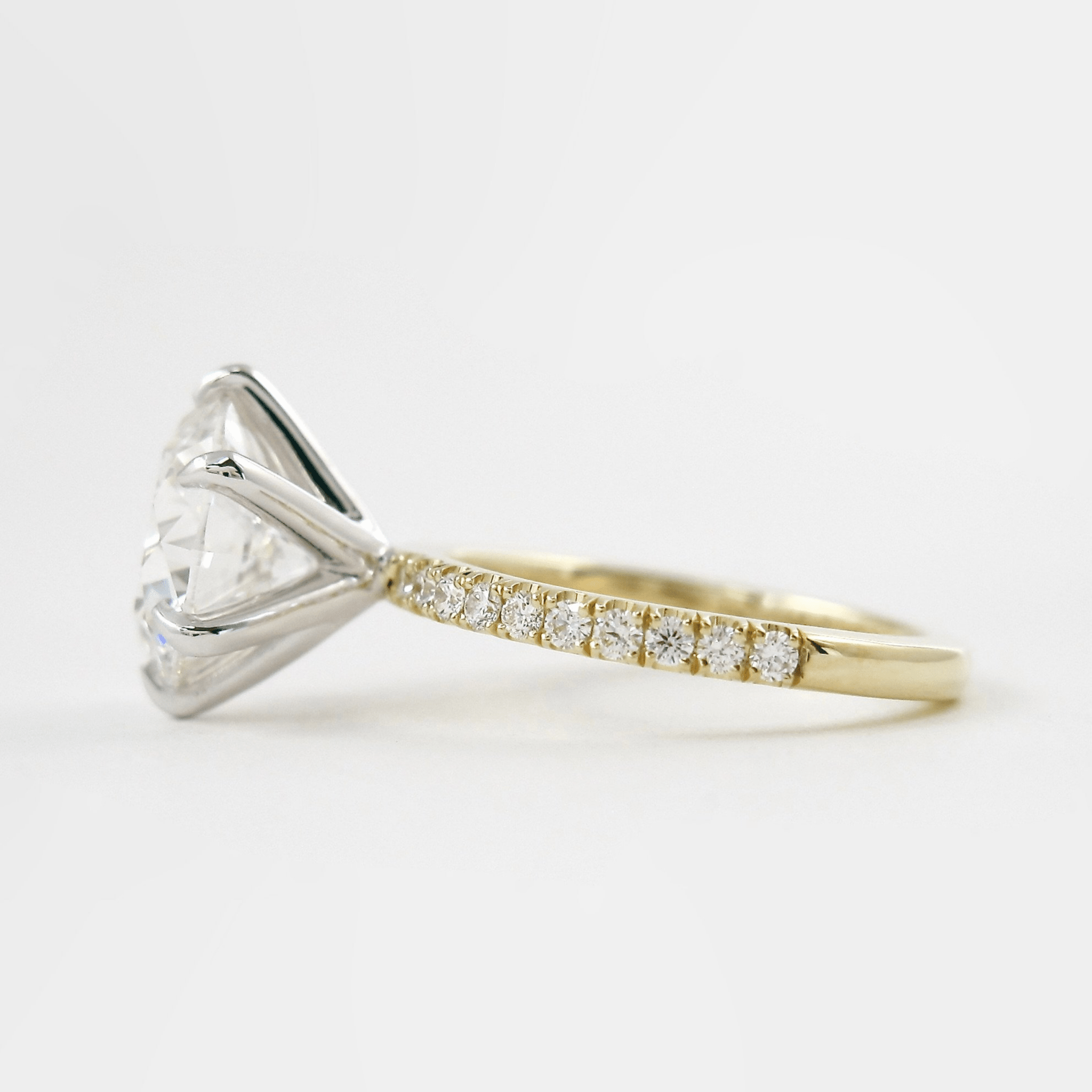 2.50 Carat Round Cut Diamond Engagement Ring 6 Prong Pave Band - Mivaan Fine Jewelry