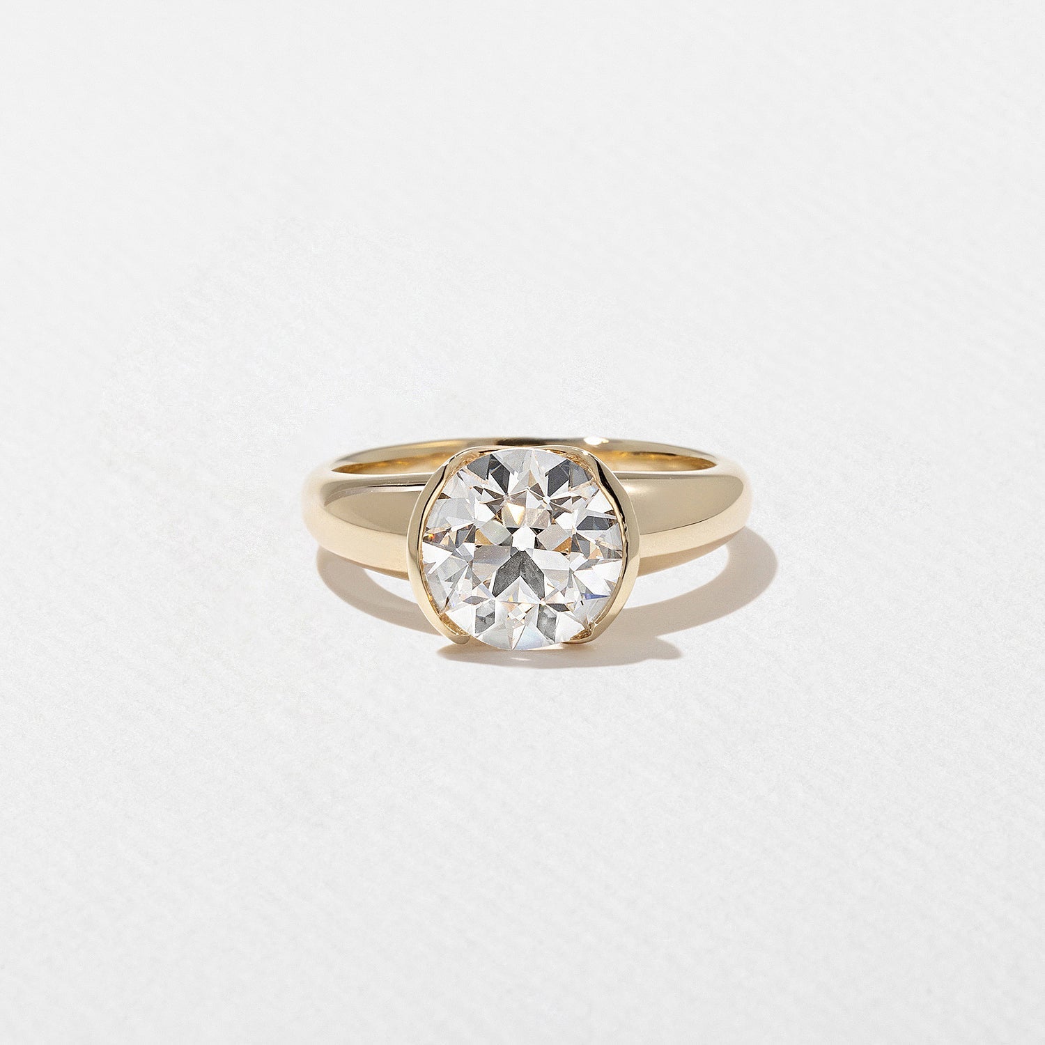 2.50 Carat Round Cut Lab Grown Diamond Half Bezel Set Ring in 14K Solid Gold - Mivaan Fine Jewelry