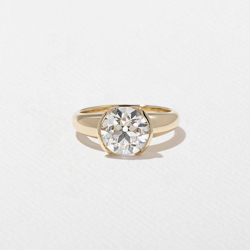 2.50 Carat Round Cut Lab Grown Diamond Half Bezel Set Ring in 14K Solid Gold - Mivaan Fine Jewelry