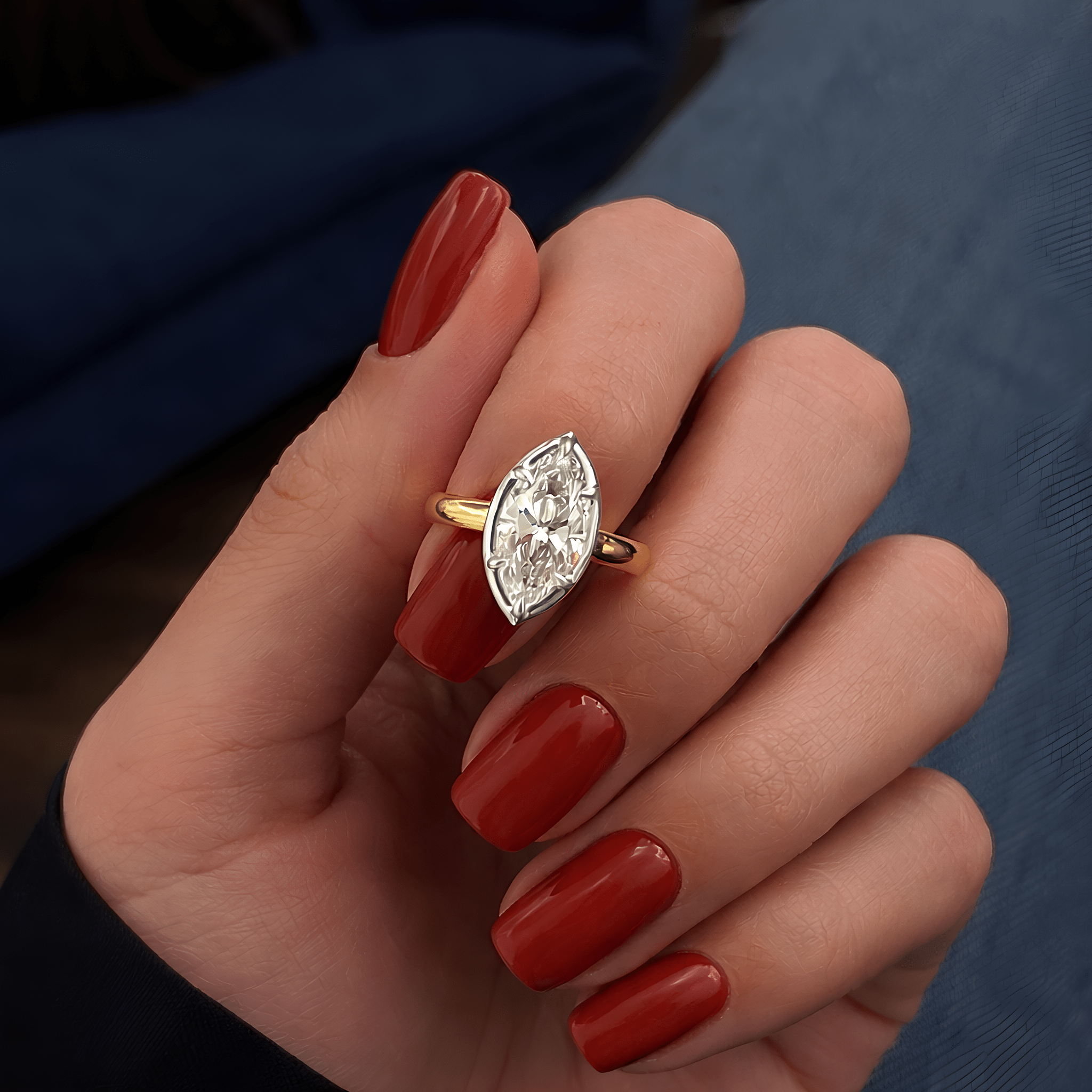 2CT Marquise Cut Lab Grown Diamond Engagement Ring for Women - Mivaan Fine Jewelry
