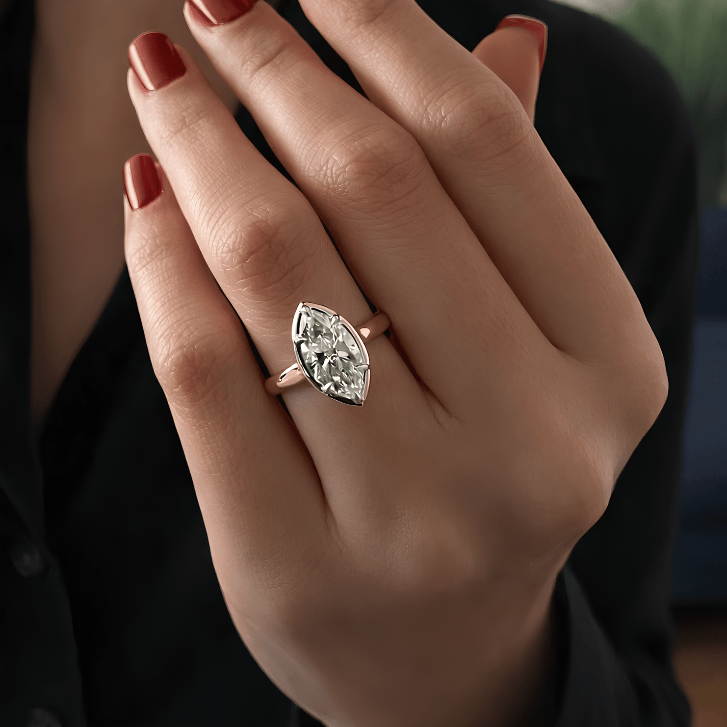 2 Carat Marquise Cut Lab Grown Diamond Engagement Ring for Women