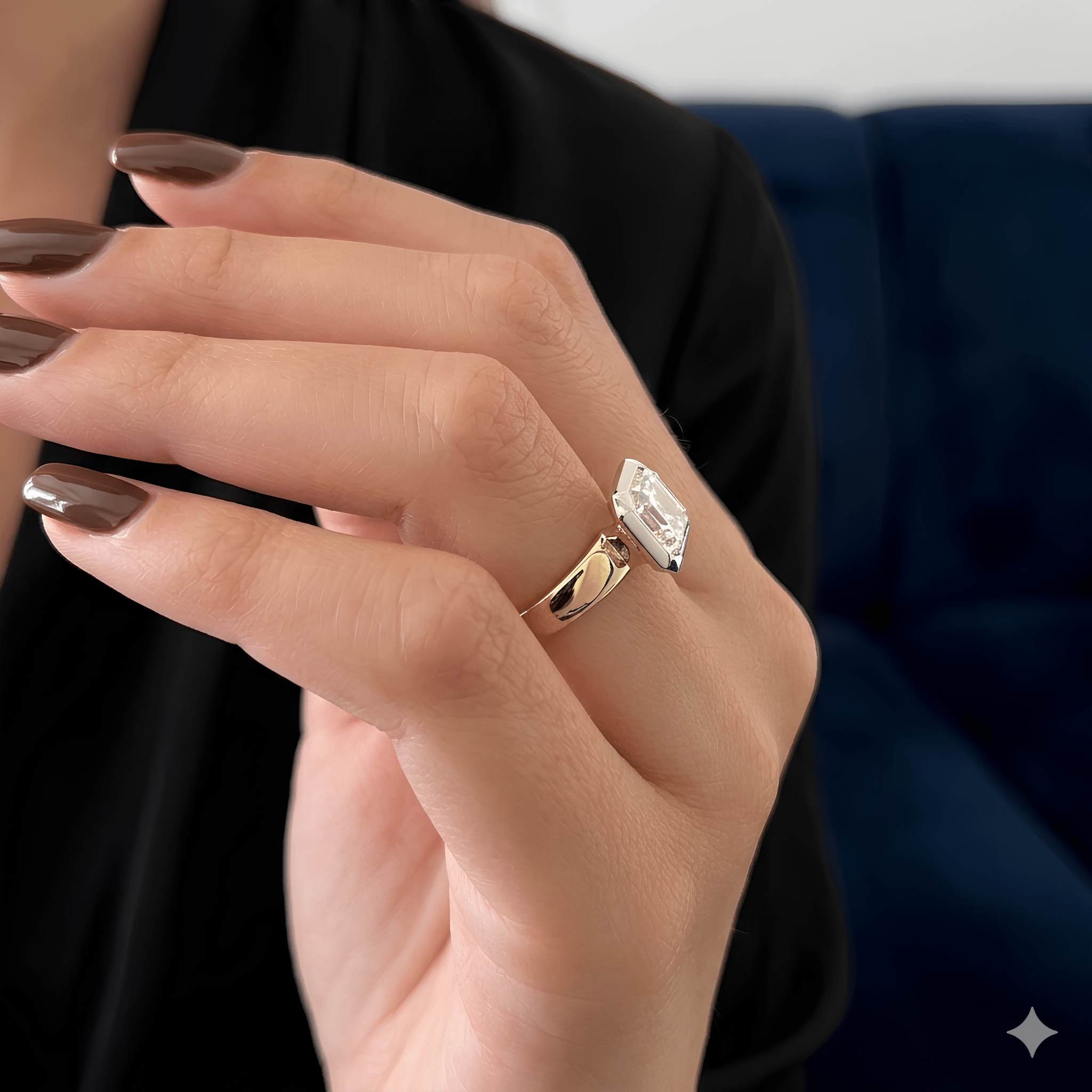 3 Carat Asscher Cut Diamond Bezel Set Ring for Women - Mivaan Fine Jewelry