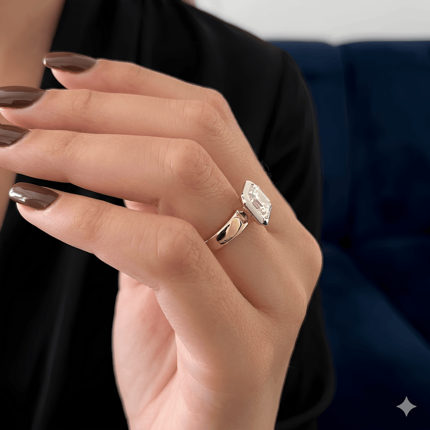 3 Carat Asscher Cut Diamond Bezel Set Ring for Women - Mivaan Fine Jewelry
