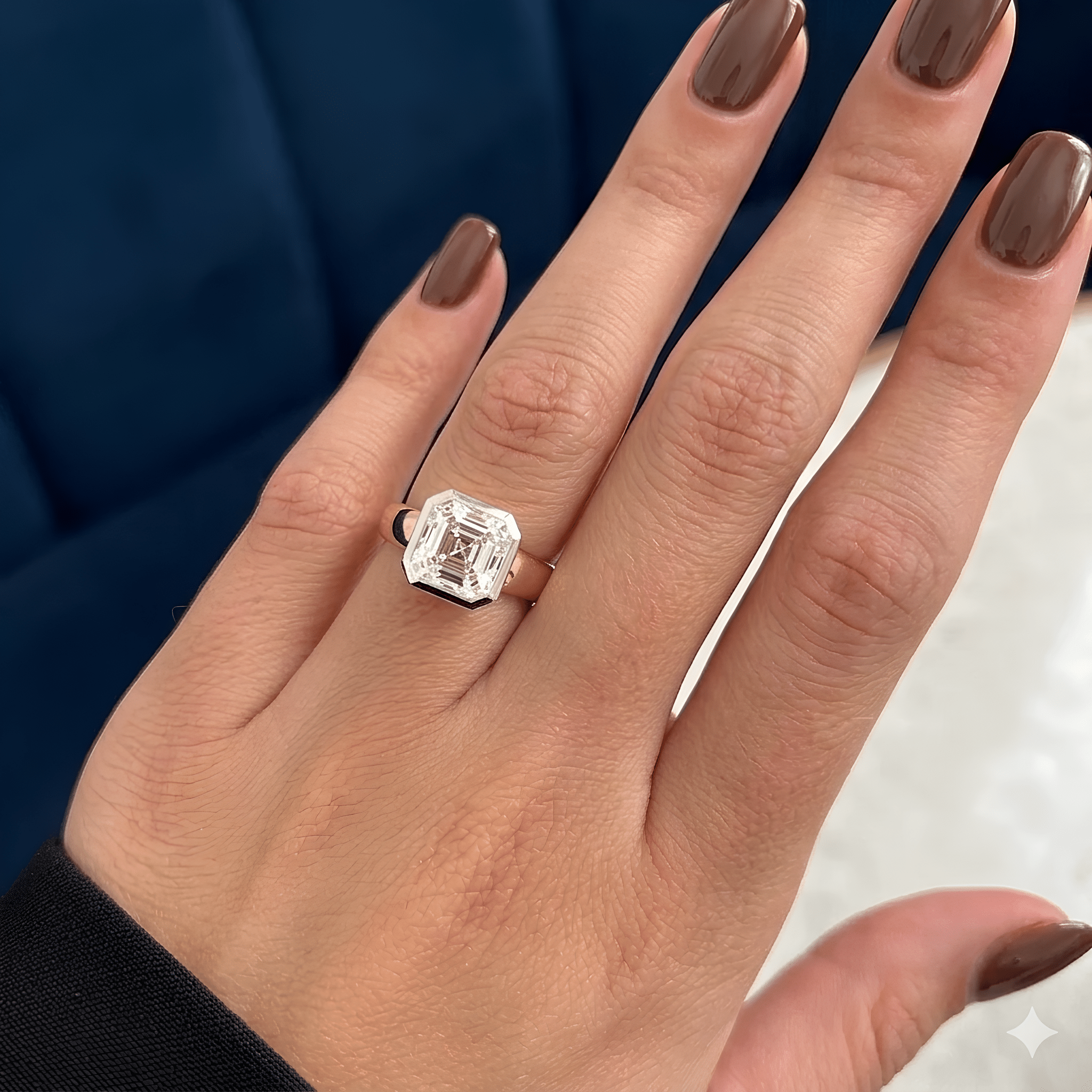 3 Carat Asscher Cut Diamond Bezel Set Ring for Women - Mivaan Fine Jewelry