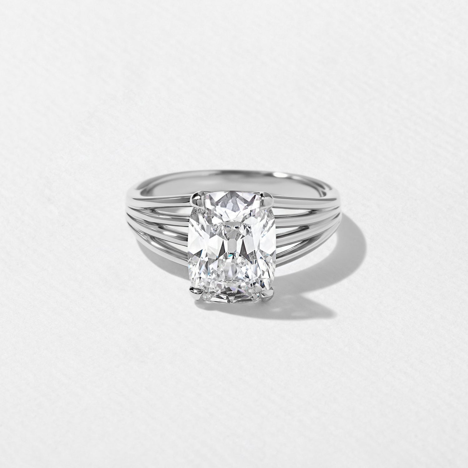 3 Carat Cushion Cut Lab Diamond Solitaire Ring Multi Band Ring - Mivaan Fine Jewelry