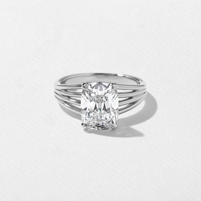 3 Carat Cushion Cut Lab Diamond Solitaire Ring Multi Band Ring - Mivaan Fine Jewelry