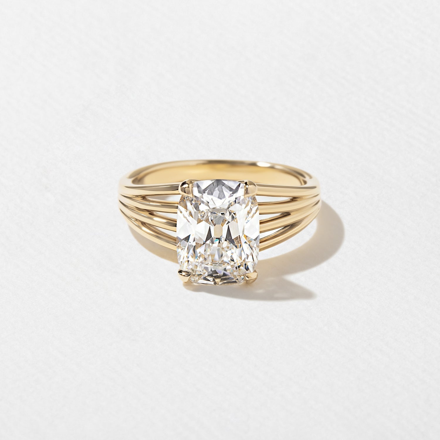 3 Carat Cushion Cut Lab Diamond Solitaire Ring Multi Band Ring - Mivaan Fine Jewelry