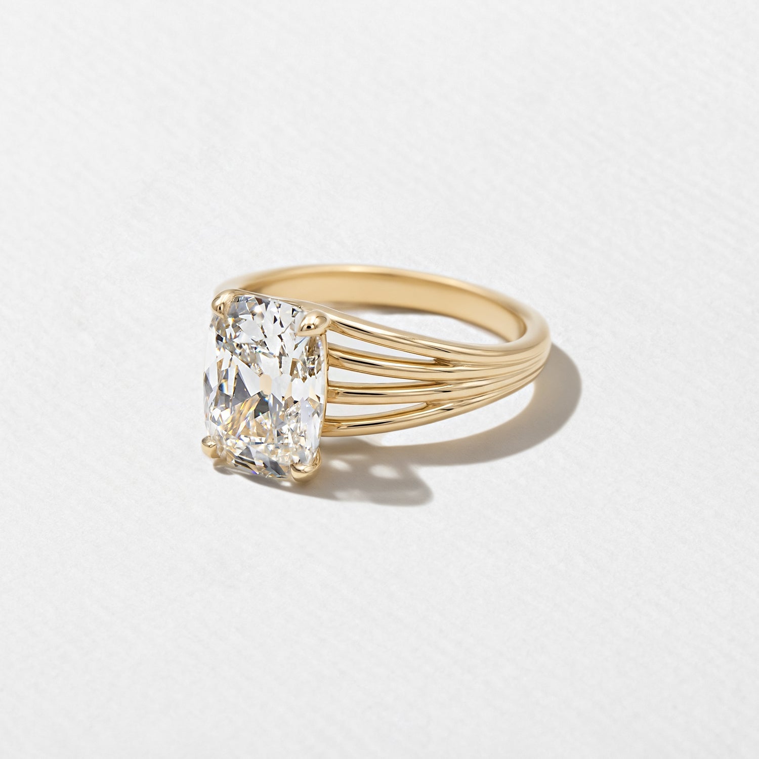 3 Carat Cushion Cut Lab Diamond Solitaire Ring Multi Band Ring - Mivaan Fine Jewelry