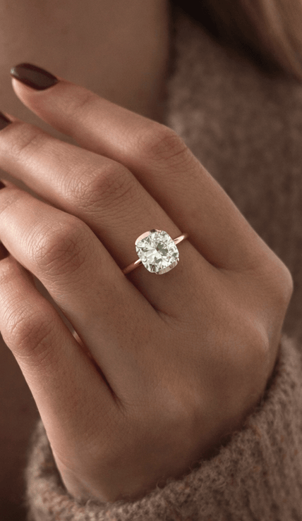 3 Carat Cushion Lab Grown Diamond Half Bezel Engagement Ring - Mivaan Fine Jewelry