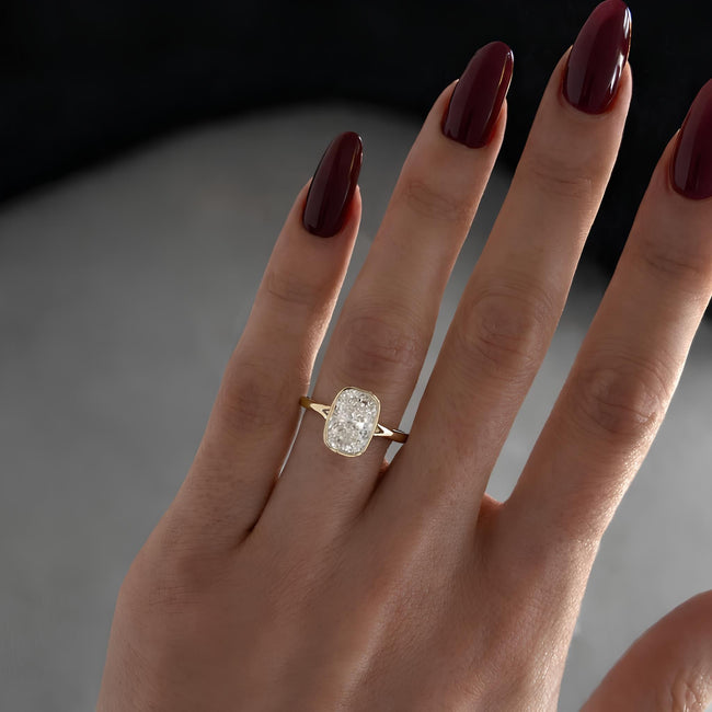 3 Carat Elongated Cushion Cut Lab Grown Diamond Ring 14K Solid Gold - Mivaan Fine Jewelry