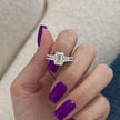 3 Carat Emerald Cut Lab Grown Diamond Ring with Side Stones - Mivaan Fine Jewelry