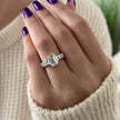 3 Carat Emerald Cut Lab Grown Diamond Ring with Side Stones - Mivaan Fine Jewelry