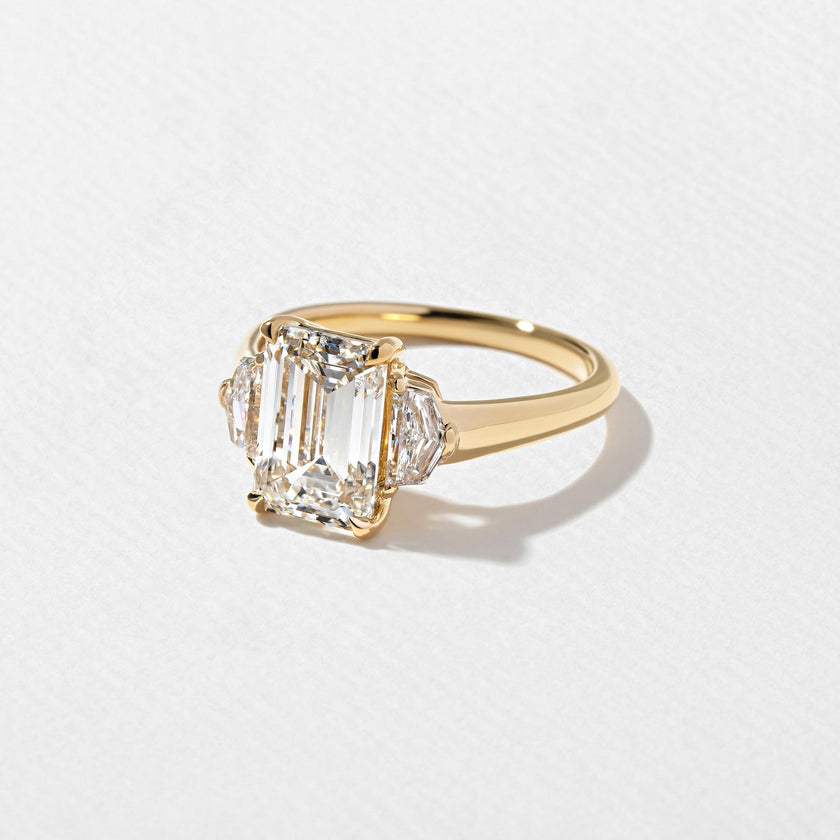 3 Carat Emerald Cut Lab Grown Diamond Three Stone Ring - Mivaan Fine Jewelry