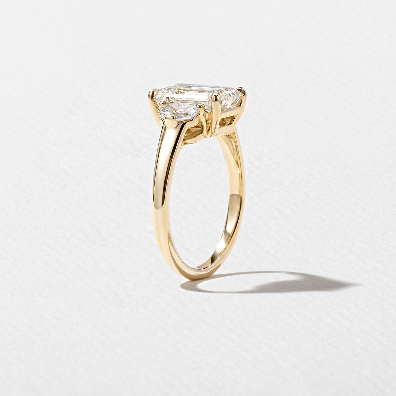 3 Carat Emerald Cut Lab Grown Diamond Three Stone Ring - Mivaan Fine Jewelry