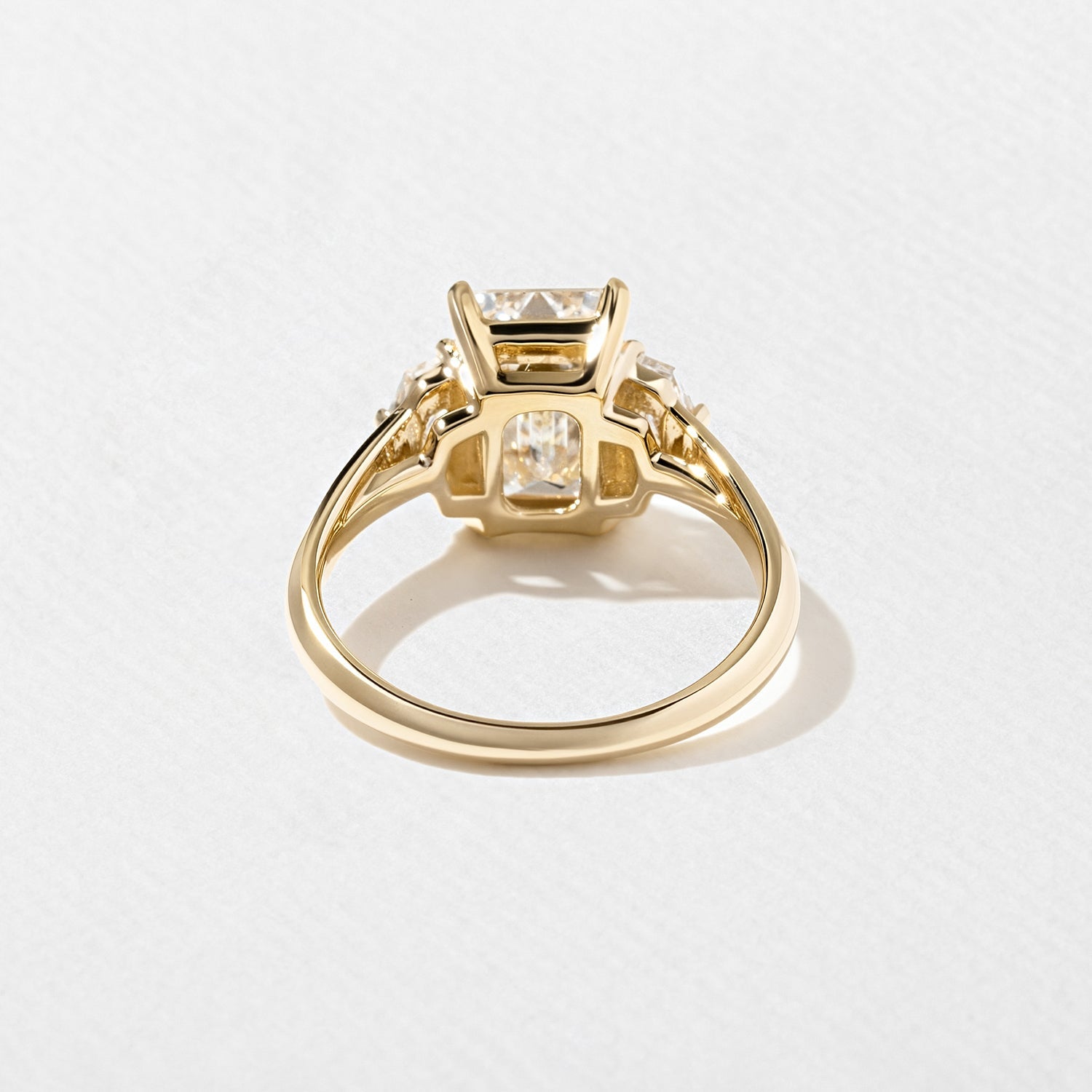 3 Carat Emerald Cut Lab Grown Diamond Three Stone Ring - Mivaan Fine Jewelry