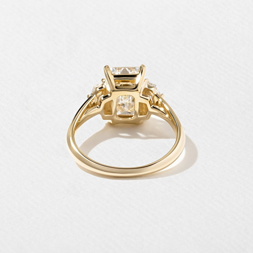 3 Carat Emerald Cut Lab Grown Diamond Three Stone Ring - Mivaan Fine Jewelry