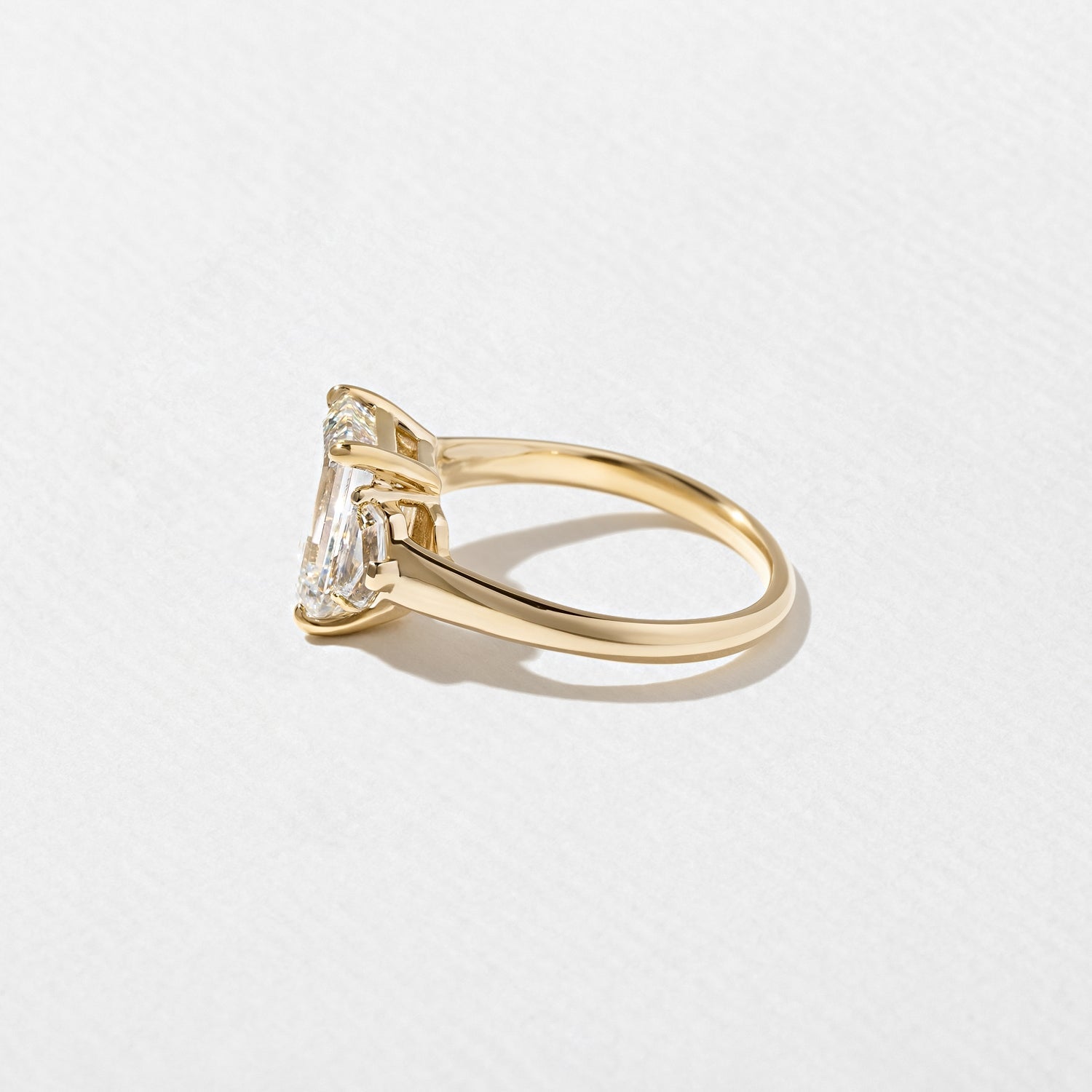 3 Carat Emerald Cut Lab Grown Diamond Three Stone Ring - Mivaan Fine Jewelry