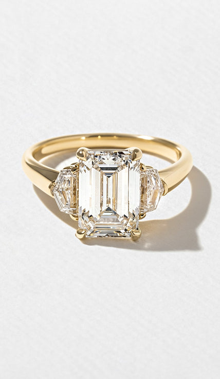 3 Carat Emerald Cut Lab Grown Diamond Three Stone Ring - Mivaan Fine Jewelry
