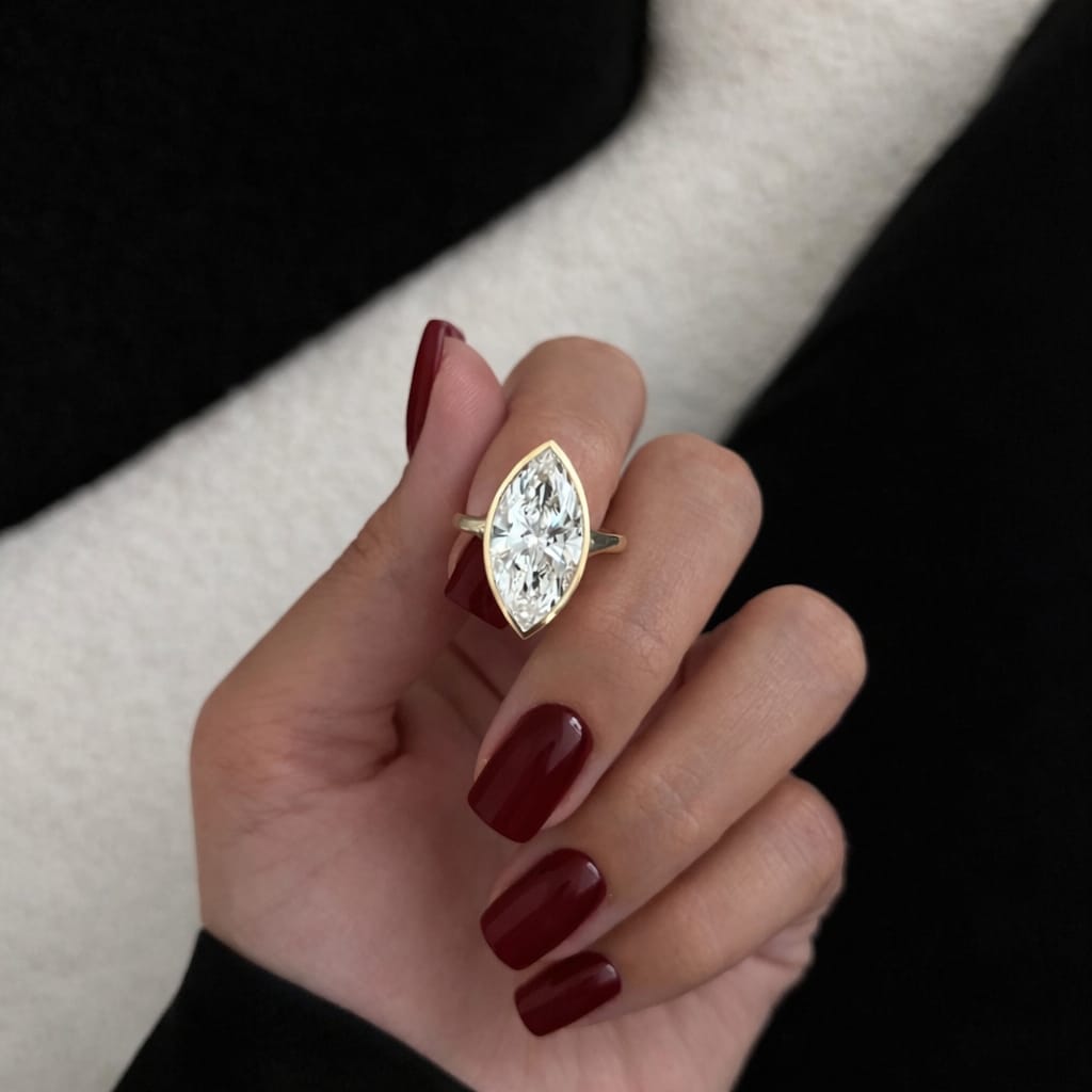3 Carat Marquise Lab Grown Diamond Ring in 18K Solid Gold - Mivaan Fine Jewelry