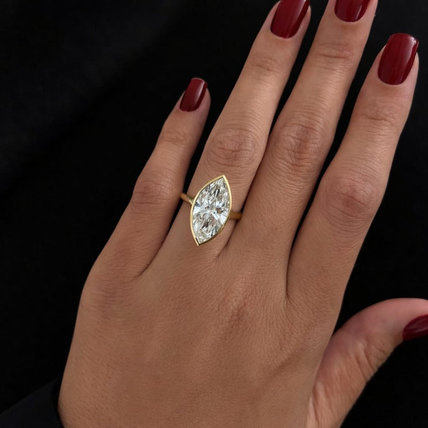 3 Carat Marquise Lab Grown Diamond Ring in 18K Solid Gold - Mivaan Fine Jewelry