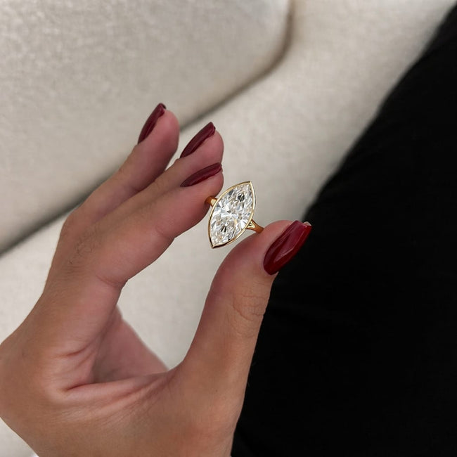 3 Carat Marquise Lab Grown Diamond Ring in 18K Solid Gold - Mivaan Fine Jewelry