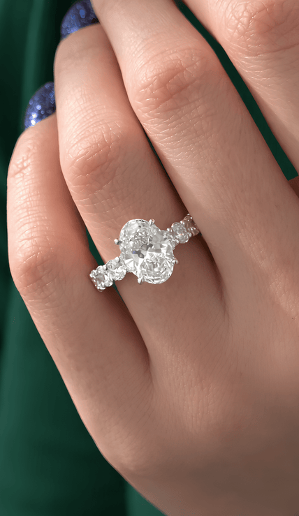 3 Carat Oval Cut Lab Grown Diamond Engagement Ring in 14K Solid Gold - Mivaan Fine Jewelry